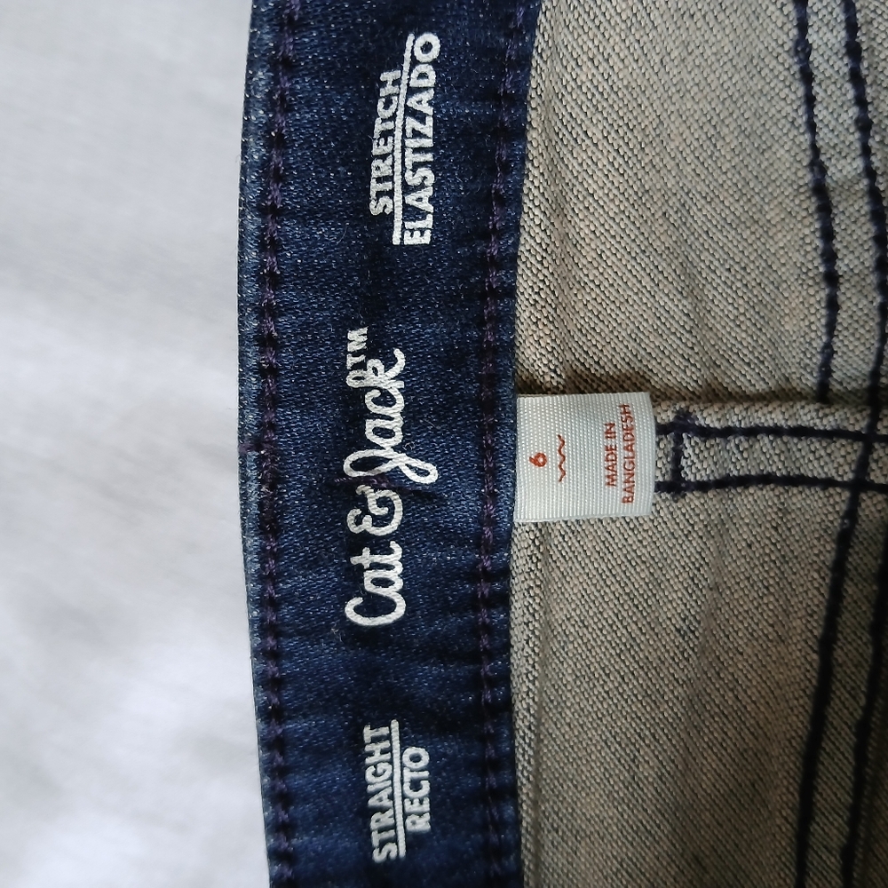 Cat & Jack Straight Dark Wash Girls Jeans Size 12  Stretch NWT - Picture 3 of 7